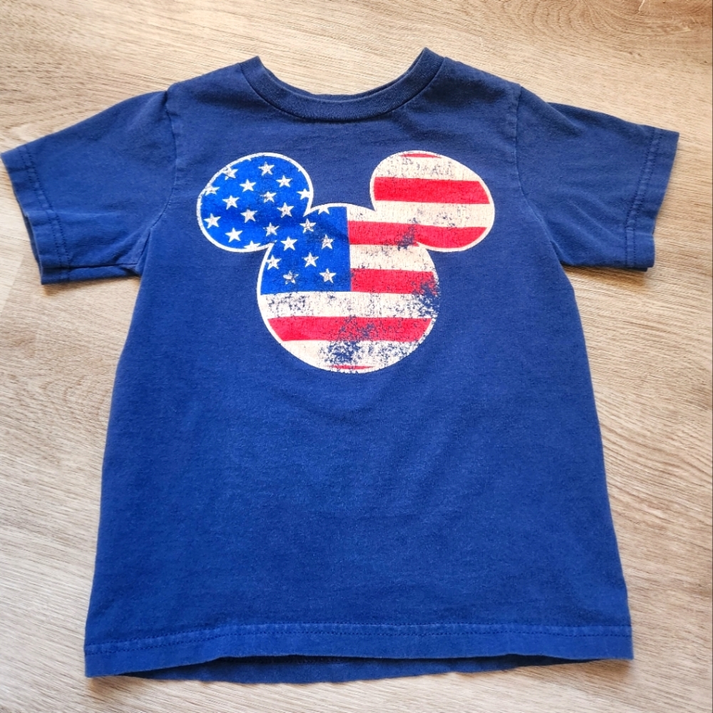 Disney‎ mickey mouse American flag 4th of July t shirt size 4 xs boys